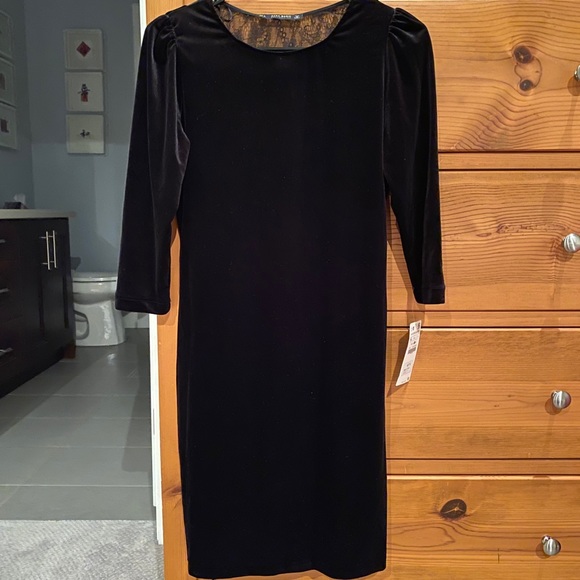 Zara Black Velvet Dress with Lace Back NEW NWT - Picture 1 of 8